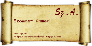 Szommer Ahmed névjegykártya